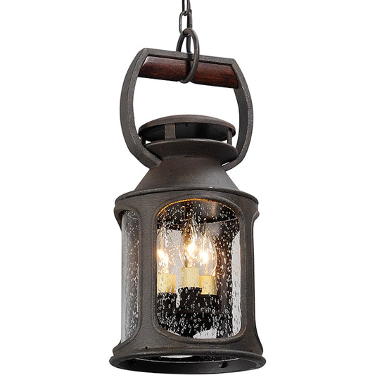 Old Trail Pendant by Troy in centennial rust. Made from solid aluminum in a traditional style.