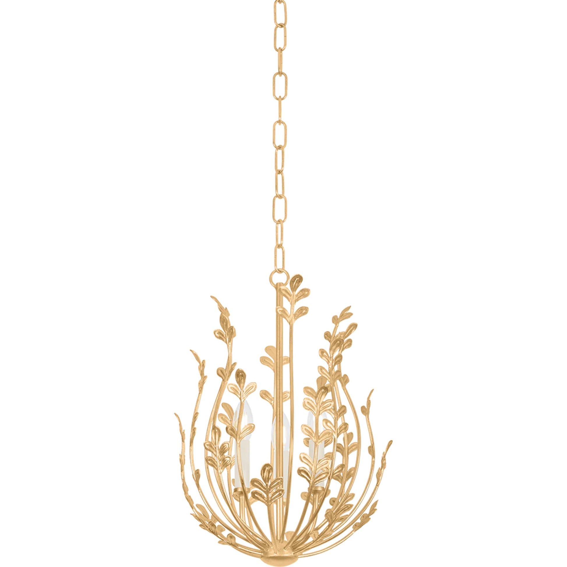 Delmore 3-Light Chandelier by Troy in vintage gold leaf. Made from iron in a unique style.