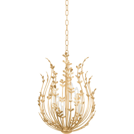 001 SI-2387310 | Primary Silo | Delmore 6-Light Chandelier by Troy in vintage gold leaf. Made from iron in a unique style.