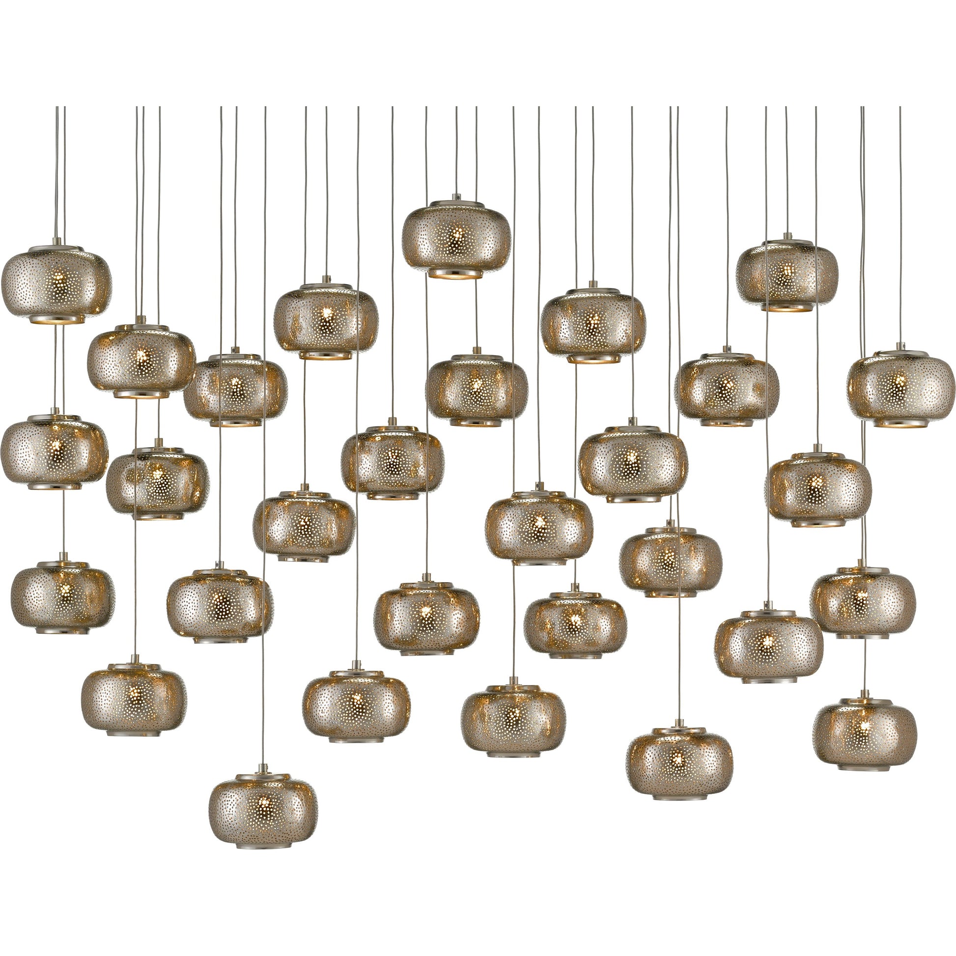 Pepper Linear Pendant by Currey and Company in painted silver, nickel. Made from metal in a modern style.