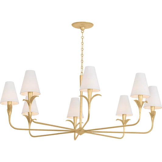 Quill Chandelier by Troy in gilded ivory. Made from iron in a unique style.