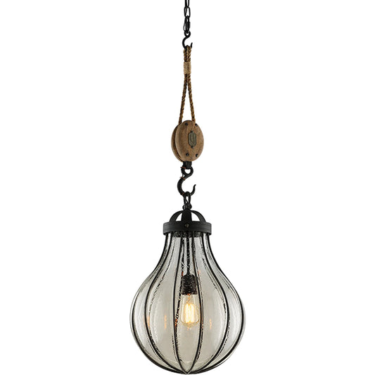 Murphy Mini Pendant by Troy in forged iron. Made from hand worked iron in a unique style.