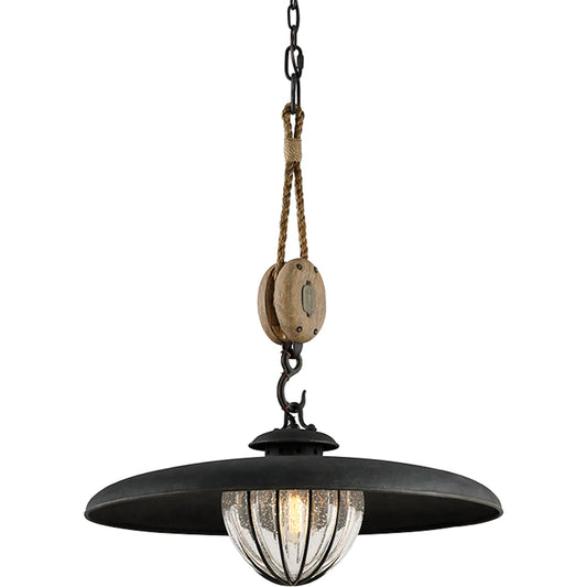 Murphy Pendant by Troy in forged iron. Made from hand worked iron in a unique style.