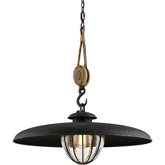Murphy Pendant by Troy in forged iron. Made from hand worked iron in a unique style.
