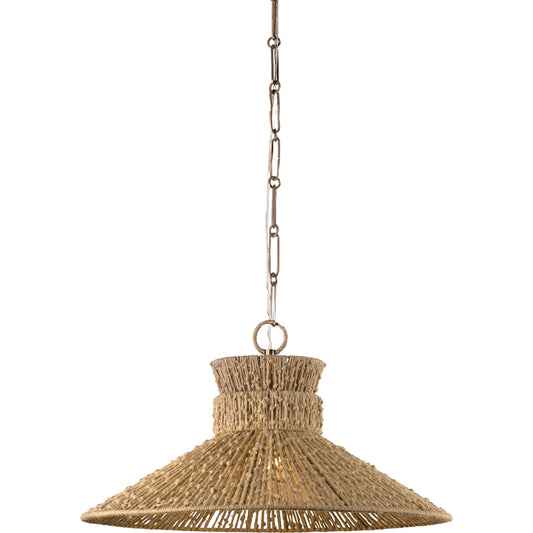 Raphael Pendant by Troy in patina brass. Made from natural woven in a unique style.