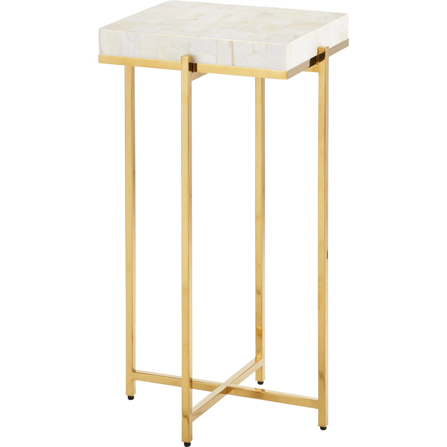 001 SI-2386995 | Primary Silo | Casey Mother of Pearl Accent Table by Currey and Company in natural, brass. Made from mother of pearl, stainless steel, engineered wood in a modern style.