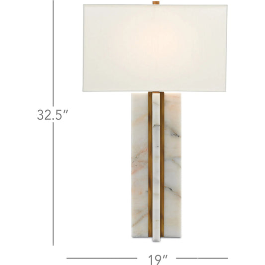 Khalil Table Lamp by Currey and Company in marble, antique brass. Made from marble, metal in a modern style.