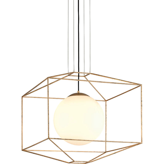 Silhouette Pendant by Troy in gold leaf. Made from hand worked iron in a modern style.
