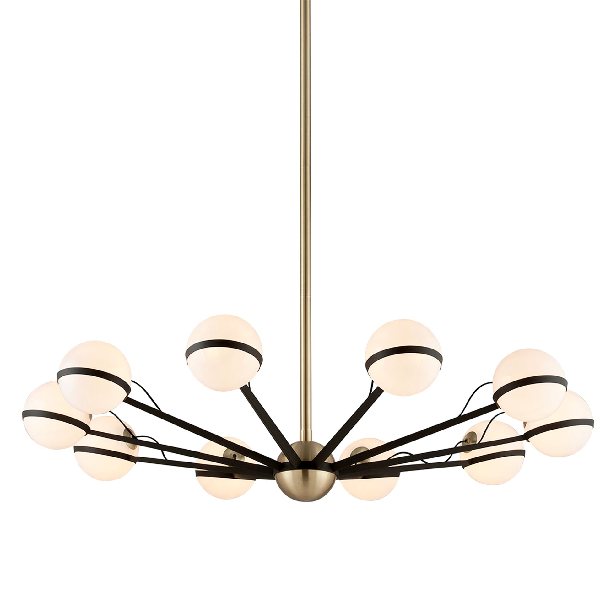 Ace Chandelier by Troy. Made from hand worked iron in a modern style.