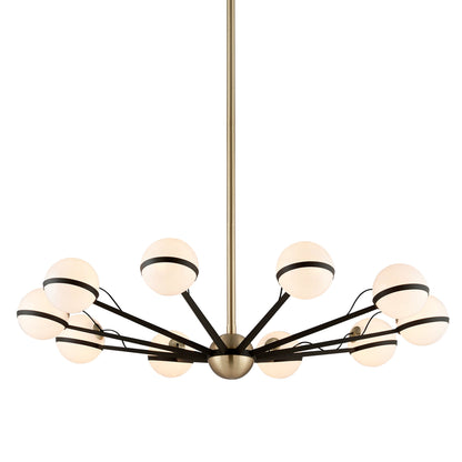 Ace Chandelier by Troy. Made from hand worked iron in a modern style.