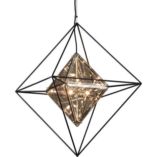 Epic 6-Light Chandelier by Troy in textured iron. Made from hand worked iron in a unique style.