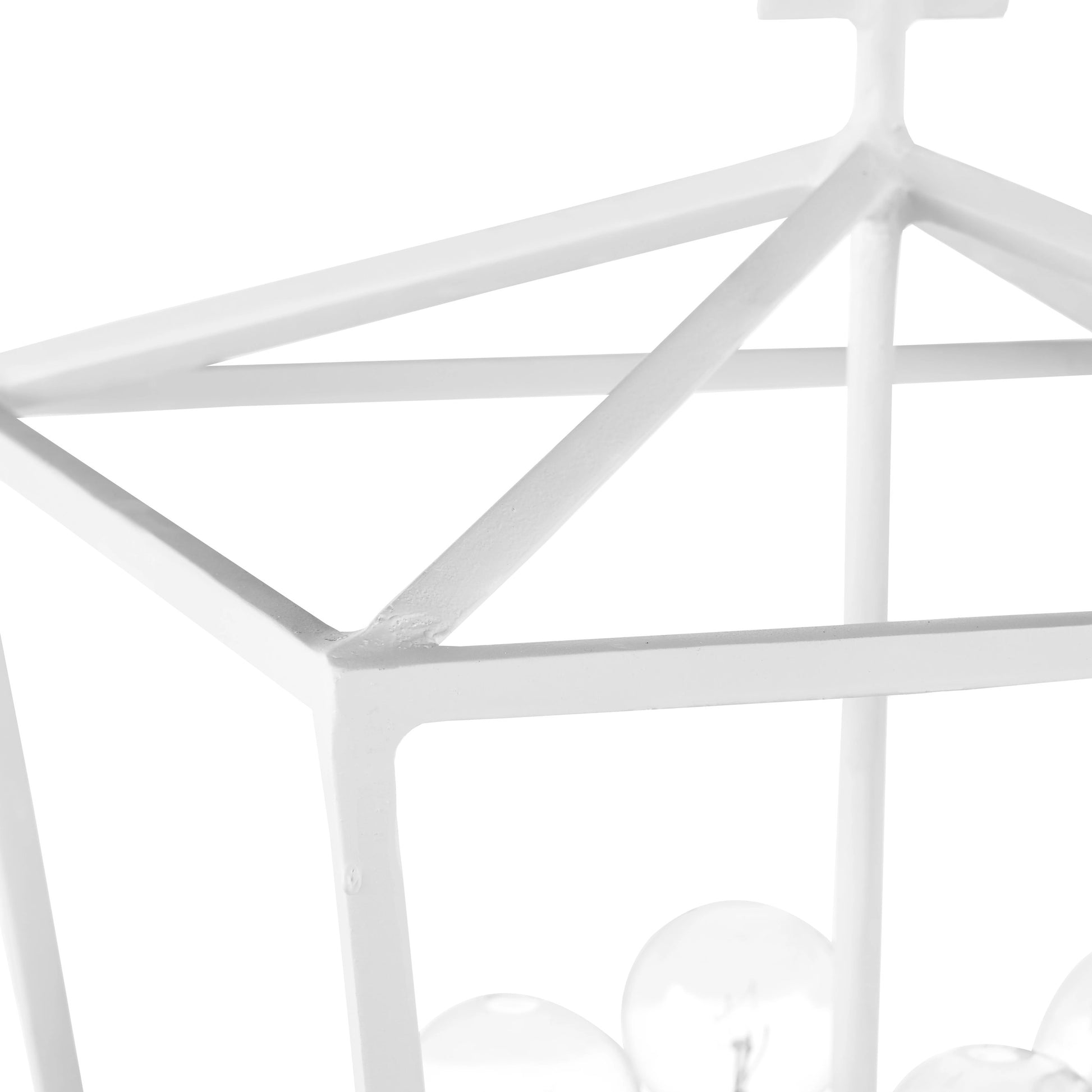 Denison Chandelier by Currey and Company in gesso white. Made from wrought iron in a modern style.