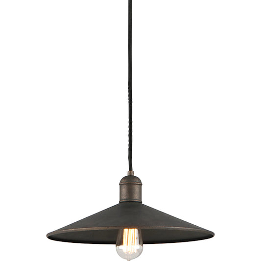 McCoy Mini Pendant by Troy in vintage bronze. Made from hand worked iron in a modern style.