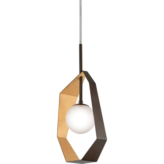 001 SI-2072877 | Primary Silo | Origami LED 6" Bronze With Gold Leaf Pendant Ceiling Light by Troy in bronze with gold leaf. Made from hand worked iron in a modern style.