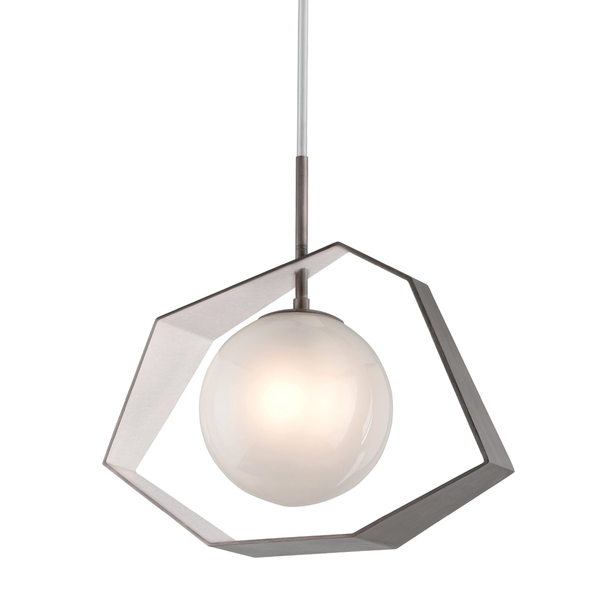Origami LED 24.25" Graphite With Silver Leaf Chandelier Ceiling Light by Troy in graphite with silver leaf. Made from hand worked iron in a modern style.