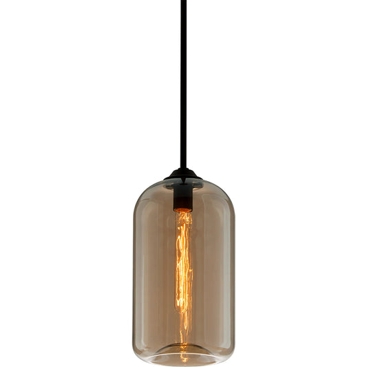 District Pendant by Troy. Made from hand worked iron in a modern style.