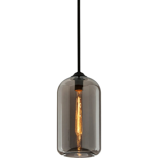 District Pendant by Troy. Made from hand worked iron in a modern style.