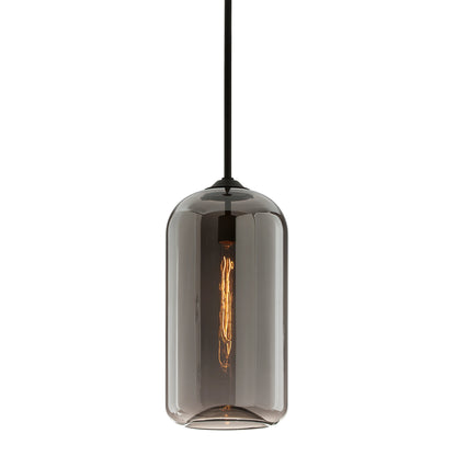 District Pendant by Troy. Made from hand worked iron in a modern style.