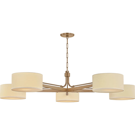 Mailo 5-Light Chandelier by Troy in patina brass. Made from steel in a unique style.