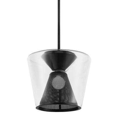 Berlin Pendant by Troy in soft black. Made from hand worked iron in a modern style.