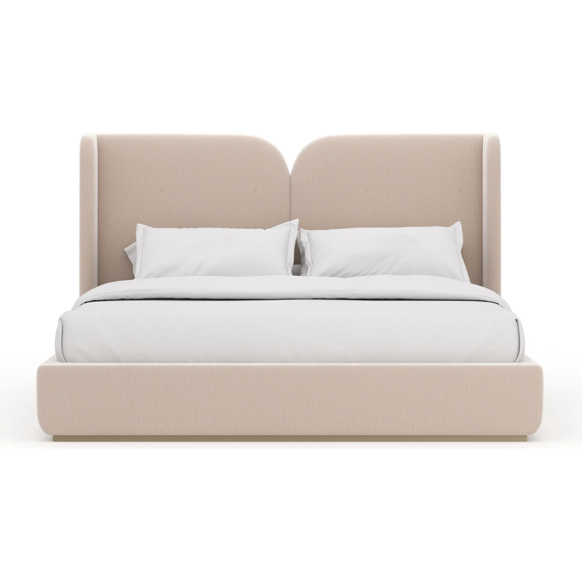 Oblique Bed by Caracole in ivory and soft silver paint gloss. Made from unique in a transitional style.