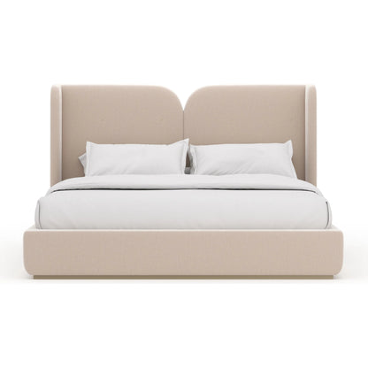 Oblique Bed by Caracole in ivory and soft silver paint gloss. Made from unique in a transitional style.