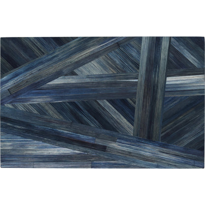 Winter Harvest Box by Currey and Company in blue. Made from straw, suede, engineered wood in a modern style.