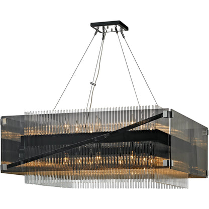 Apollo 16-Light Chandelier by Troy in bronze, polished chrome. Made from hand worked iron in a modern style.