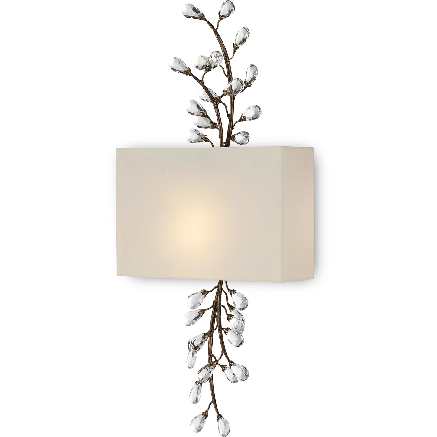 001 SI-1923891 | Primary Silo | Crystal Bud Tall Wall Sconce by Currey and Company in cupertino. Made from wrought iron, crystal in a modern style.