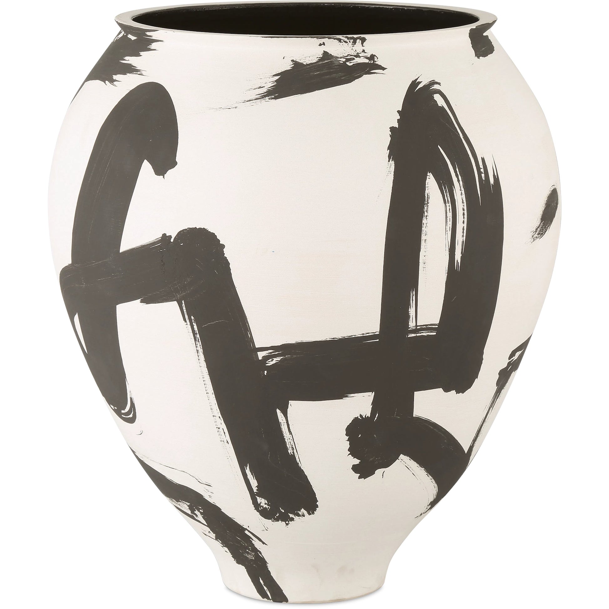 Kenzo Vase by Currey and Company in off-white, black. Made from porcelain in a modern style.