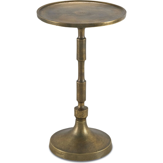 Pascal Accent Table by Currey and Company in brass. Made from aluminum in a modern style.