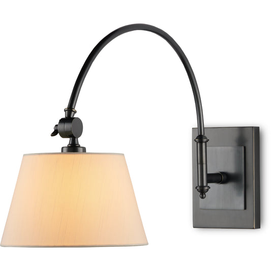 Ashby Swing-Arm Wall Sconce by Currey and Company. Made from metal in a modern style.