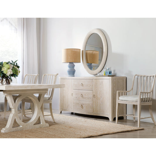 Serenity Tobago Buffet by Hooker Furniture in surf, champagne. Made from oak veneers in a modern style.