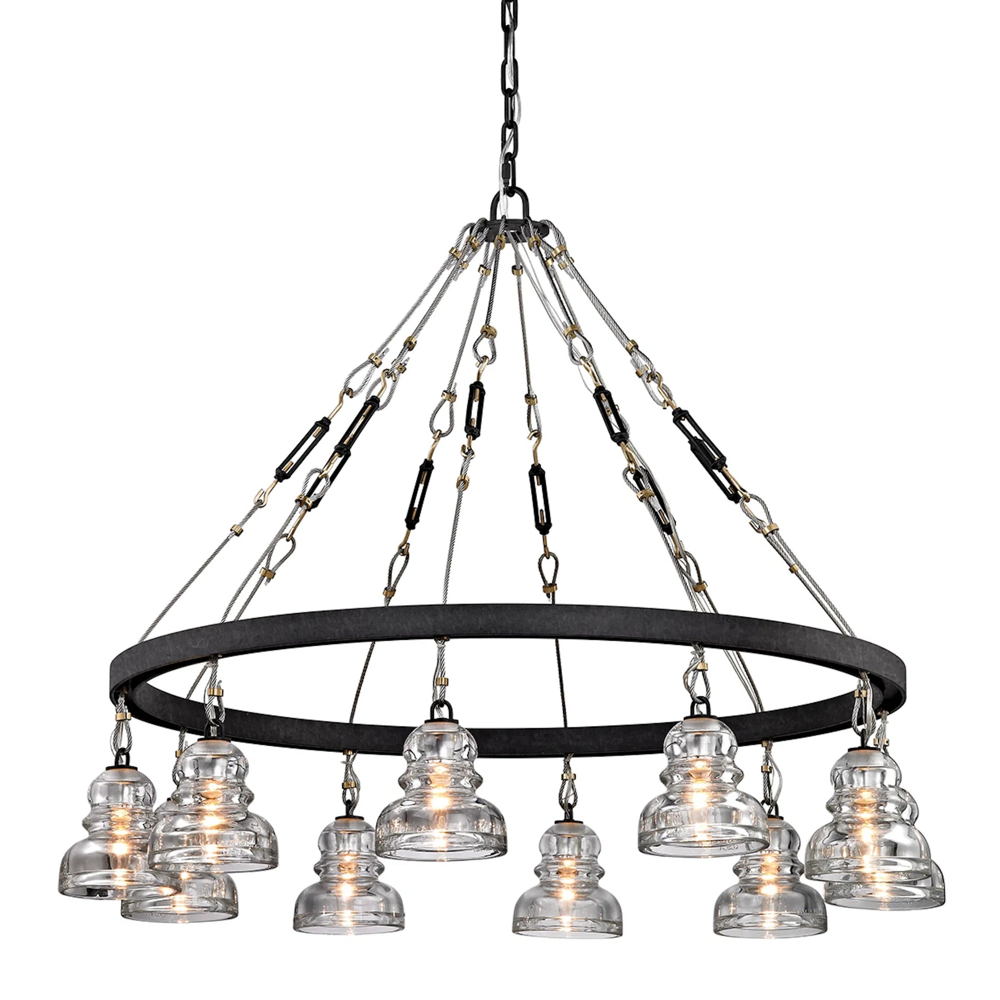 Menlo Park Pendant Mini by Troy in deep bronze. Made from hand-worked iron in a modern style.