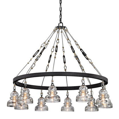Menlo Park Pendant Mini by Troy in deep bronze. Made from hand-worked iron in a modern style.