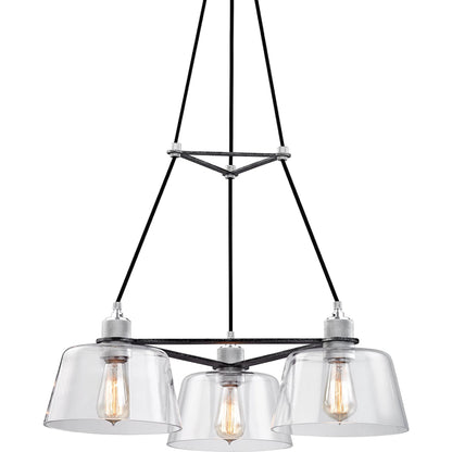Audiophile Cluster Chandelier by Troy in old silver polished aluminum. Made from hand-worked iron in a modern style.