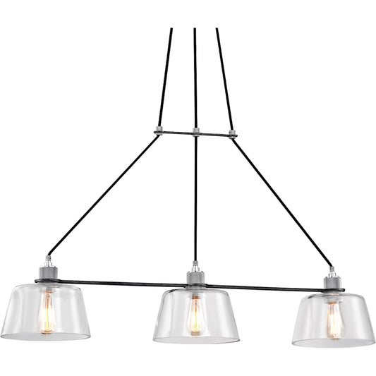 Audiophile Linear Chandelier by Troy in old silver polished aluminum. Made from hand worked iron in a unique style.