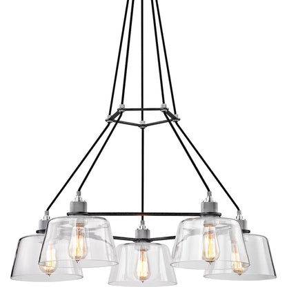 Audiophile Cluster Chandelier by Troy in old silver polished aluminum. Made from hand-worked iron in a modern style.