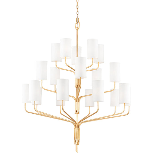 Juniper 20-Light Chandelier by Troy in gold leaf. Made from hand worked iron in a unique style.