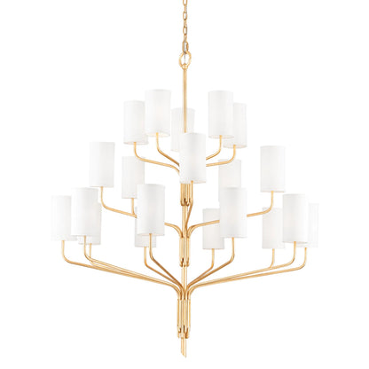 Juniper 20-Light Chandelier by Troy in gold leaf. Made from hand worked iron in a traditional style.