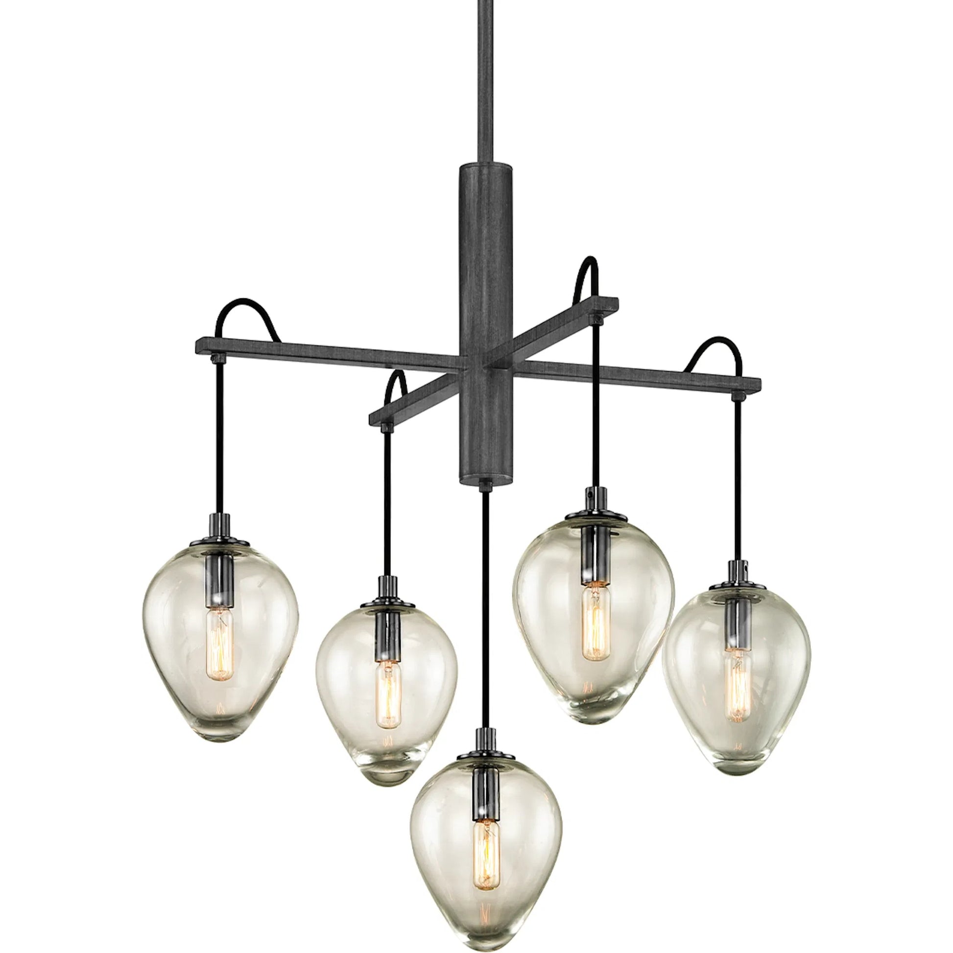 Brixton Chandelier by Troy in graphite. Made from hand worked iron in a cottage & farmhouse style.