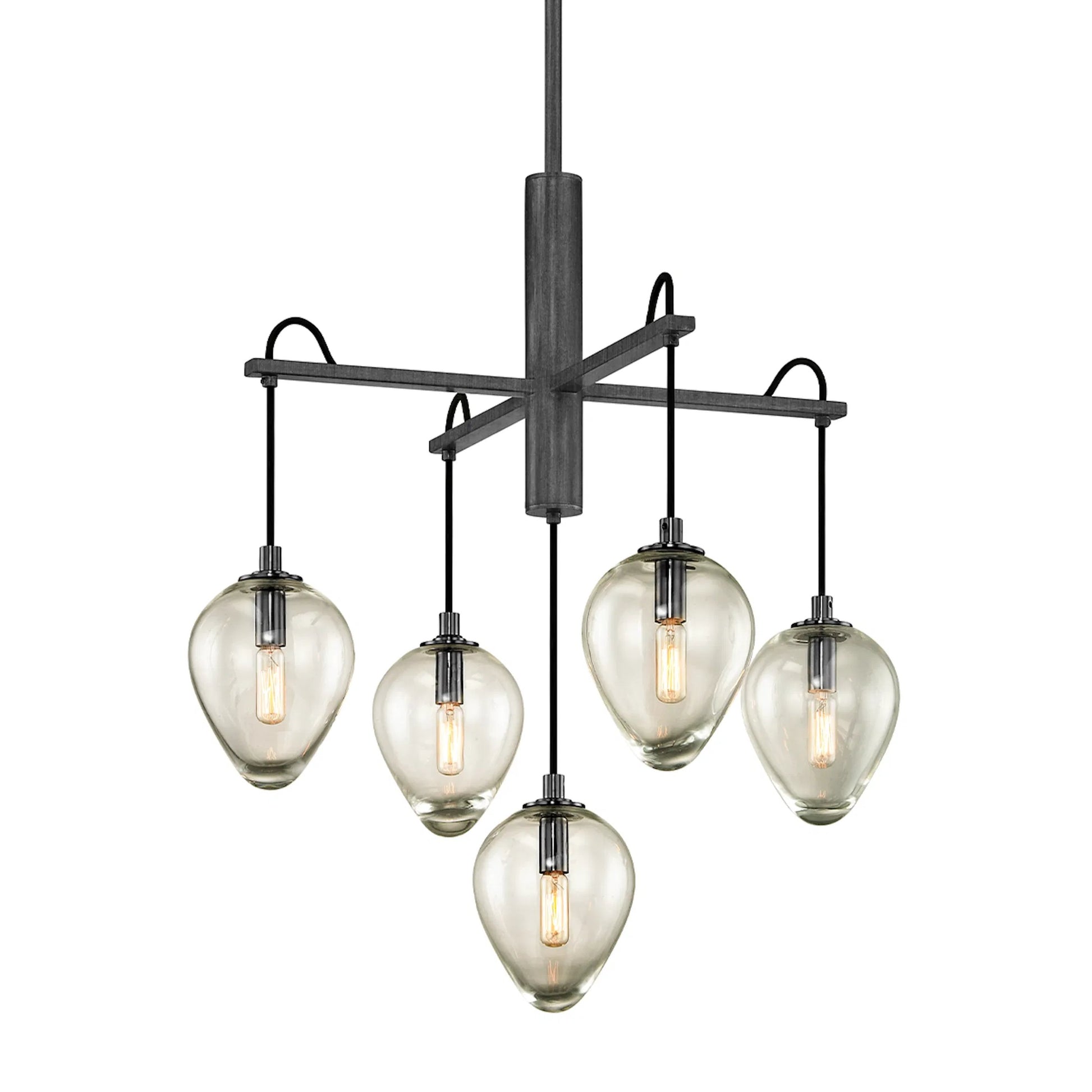 Brixton Chandelier by Troy in graphite. Made from hand worked iron in a cottage & farmhouse style.