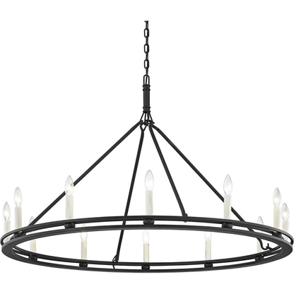 Sutton 12-Light Chandelier by Troy. Made from hand worked iron in a traditional style.