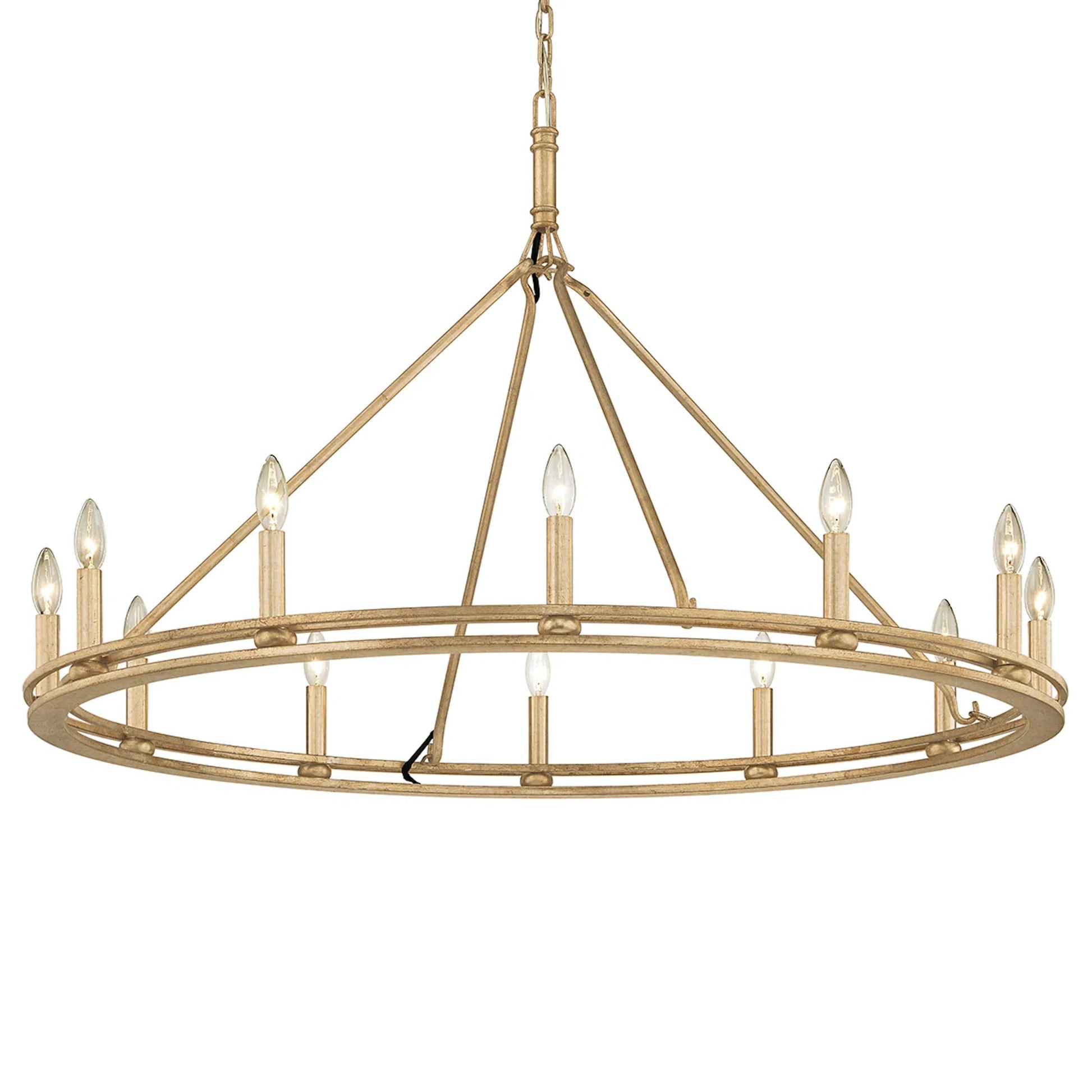Sutton 12-Light Chandelier by Troy. Made from hand worked iron in a traditional style.