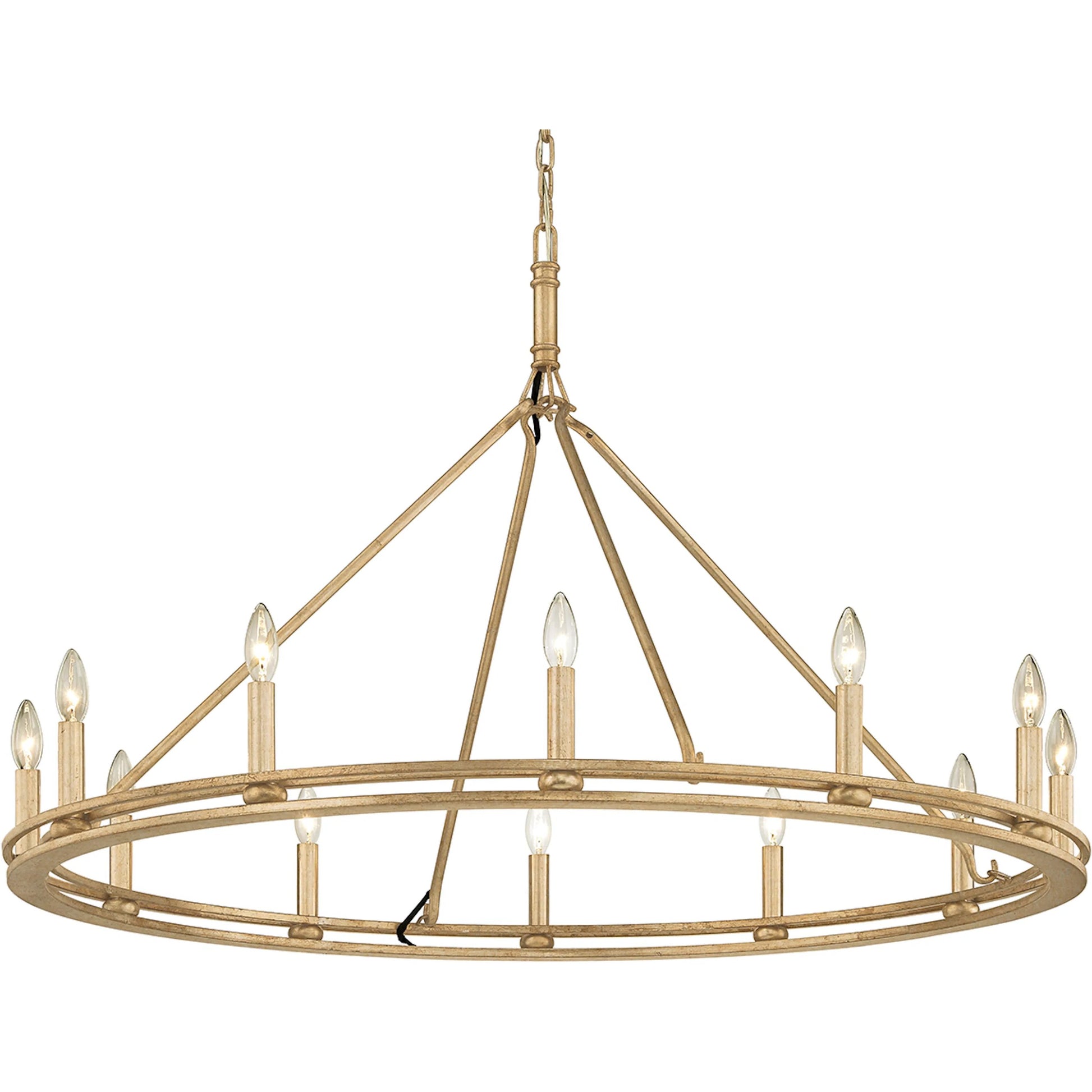 Sutton 12-Light Chandelier by Troy. Made from hand worked iron in a traditional style.
