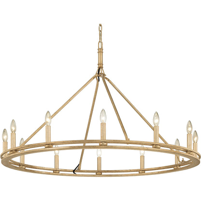 Sutton 12-Light Chandelier by Troy. Made from hand worked iron in a traditional style.