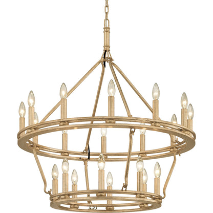 Sutton 20-Light Chandelier by Troy in textured black. Made from hand worked iron in a traditional style.