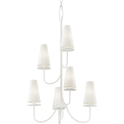 Marcel 6 Light Chandelier by Troy. Made from hand worked iron in a modern style.