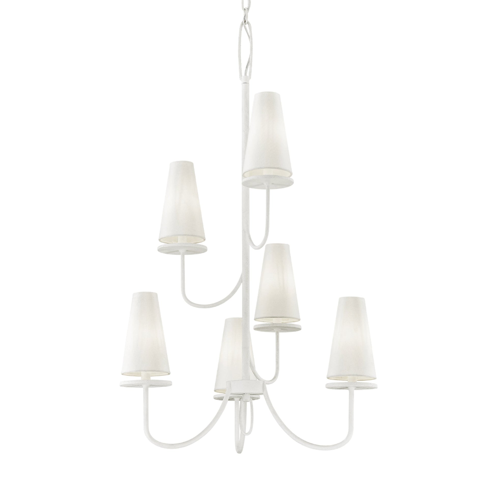 Marcel 6 Light Chandelier by Troy. Made from hand worked iron in a modern style.
