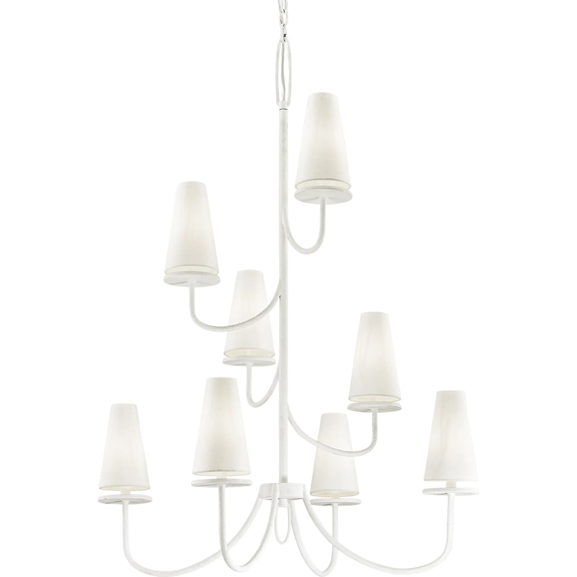 Marcel 8 Light Tiered Chandelier by Troy. Made from hand worked iron in a modern style.